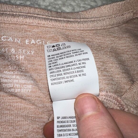 American Eagle Soft & Sexy Plush Long Sleeve Light Pink Small NWOT - Picture 6 of 10